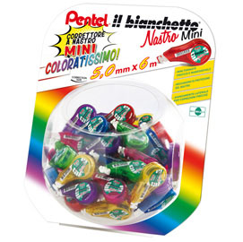 0100959 boccia con 48pz il bianchetto nastro 5mmx6mt in colori ass. Pentel