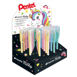 0022172 expo 48pz penne gel hybrid milky in 6 colori pastello assortiti pentel