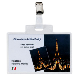 100 portanome pass 4e 11x7cm c/clip in metallo sei rota