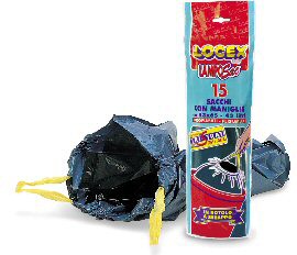 15 sacchi immondizia 53x65cm 43lt 25µ blu con maniglie