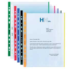 10 buste forate 21x29.7cm c/banda colore blu 01/0165