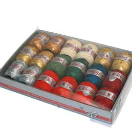 18 bobine nastro raphia 20mt col.ass.christmas bolis