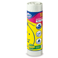 10 sacchi immondizia 70x110cm 120lt hd 16µ bianchi logex