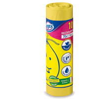 10 sacchi immondizia 70x110cm 120lt hd 16µ giallo logex