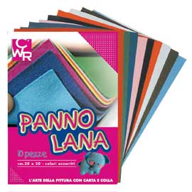 10 pezze panno lana 20x30cm colori assortiti cwr