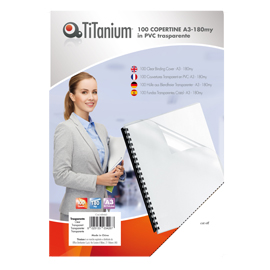 100 copertine a3 pvc trasparente 180my titanium
