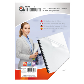 100 copertine a4 pvc trasparente 180my titanium