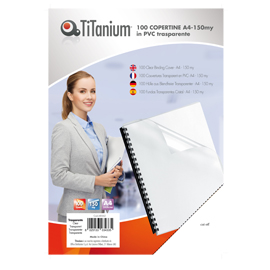 100 copertine a4 pvc trasparente 150my titanium