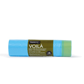 15 sacchi rifiuti 50x60cm-30lt 15µ azzurro c/maniglie voila'