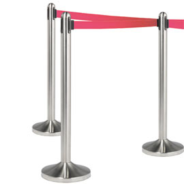 1 colonnina segnapercorso cromata con nastro rosso 210cm securit