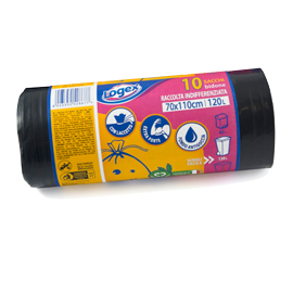 10 sacchi immondizia 43µ 70x110 120lt nero logex