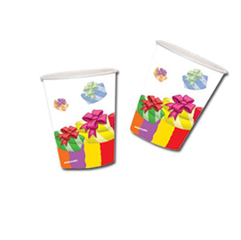 10 bicchieri in carta 200cc buon compleanno colori assortiti pegaso