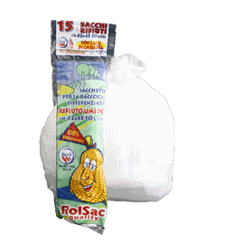 15 sacchi bio bianchi 42x45cm 10lt 17µ rolsac