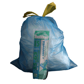 15 sacchi azzurro 55x65cm 44lt 16µ con maniglie rolsac