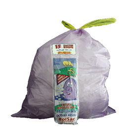 15 sacchi viola 55x65cm 44lt 18µ con maniglie rolsac