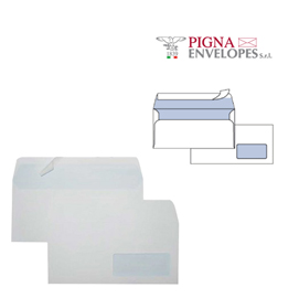 25 buste bianche 110x230mm c/finestra 90gr edera strip