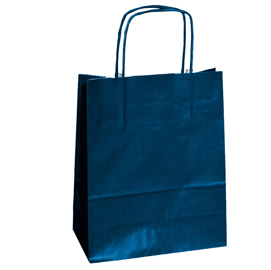 25 shoppers carta kraft 26x11x34,5cm twisted blu
