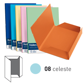 25 cartelline 3 lembi luce 200gr 24,5x34,5cm celeste favini