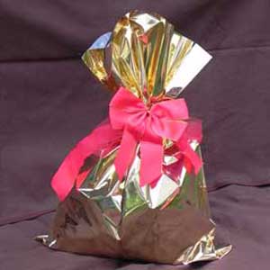 25 buste regalo in ppl metal lucido 40x60cm oro senza patella adesiva