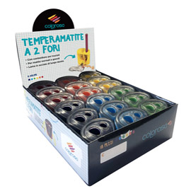 360280 espositore 18 temperamatite a 2 fori colori assortiti riplast