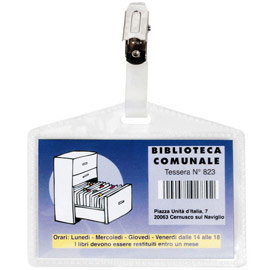 5 portanome pass 3p 9,5x6cm c/clip in metallo s/cartoncino sei rota