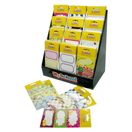 610600 espositore 240 buste da 6 etichette myschool fantasie assortite riplast