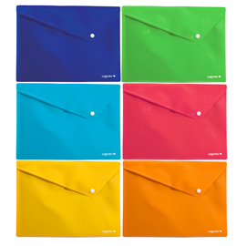 6 buste in ppl con bottone colorosa 33x24.5cm colori assortiti riplast