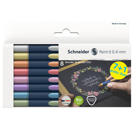 Astuccio 8 metallic roller 050 punta 0.4mm colori assortiti schneider