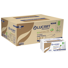 Asciugamani piegati a z econatural plastic free - 17 gr - 23,5 x 21,5 cm - goffratura corda - avana - lucart - pacco da 198 pezzi