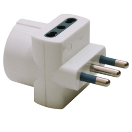 Adattatore triplo con spina 2p+t 16a - 2 prese 10/16a + 1 schuko