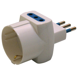 Adattatore triplo con spina 2p+t 10a - 2 prese 10a + 1 schuko