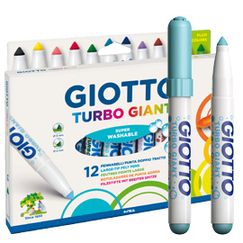 Astuccio 12 pennarelli giotto turbo giant classici+2 neon