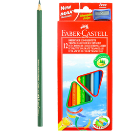 Astuccio 12 pastelli colorati triangolari eco + temperino faber castell