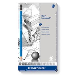 Astuccio metallo 12 matita grafite mars® lumograph® 12gradazioni staedtler