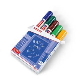 Astuccio 5 marcatore edding 4090 punta scalpello gesso liquido col.assortiti