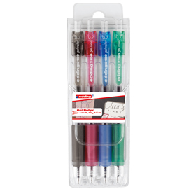 Astuccio 4 roller gel a scatto 2190 punta 0,7mm col.ass. Edding