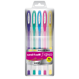 Astuccio 5 penna sfera gel uni-ball signo 0,7mm col.assort.pastel uni mitsubishi