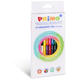 Astuccio 12 matite doppiocolore diam. 3,8mm minabella primo