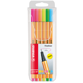Astuccio 6 pennarelli point 88 colori neon assortiti 88/6-1 stabilo