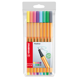 Astuccio 8 pennarelli point 88 colori pastel assortiti 88/8-01 stabilo