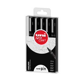 Astuccio pin fineliner nero 5 gradazioni assortiti uni mitsubishi