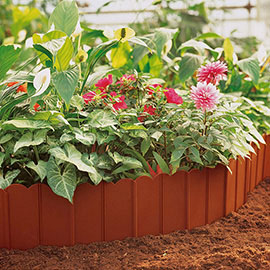 Bordo ornamentale - componibile ad incastro - pp - marrone - 3m x 175mm - verdemax