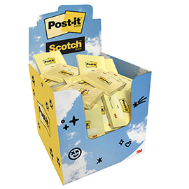 Blocchetto adesivo - 76 x 76 mm - 100 fg - giallo canary - post-it® - expo 60 pezzi
