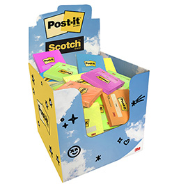 Blocchetto adesivo - 76 x 76 mm - 100 fg - colori assortiti - post-it® - expo 60 pezzi
