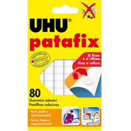 Blister 80 supporti gomma adesiva uhu patafix bianco