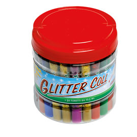 Barattolo 50 tubi colla glitter 10.5ml colori assortiti lebez