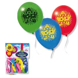 Blister 15 palloncini Ø35cm auguri pegaso