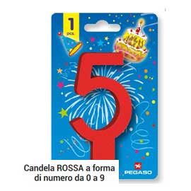 Blister candelina n°1 rossa 11.5cm pegaso