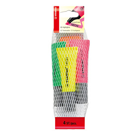 Busta da 4 evidenziatore stabilo neon colori assortiti 72/24