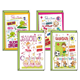 Biglietto auguri bambini c/disco 4 soggetti assortiti kartos